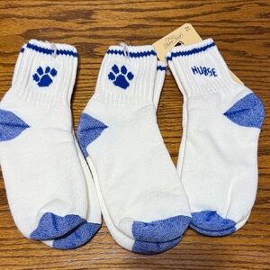 For Bare Feet White and Blue Paw Print Socks